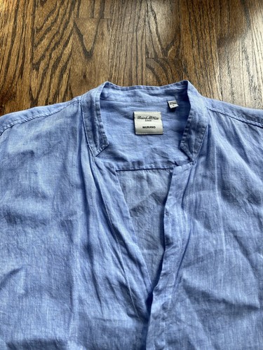 Baird McNutt Murano Hemd Herren Large 100% Leinen Blau Langarm Knopfleiste - Bild 4 von 11