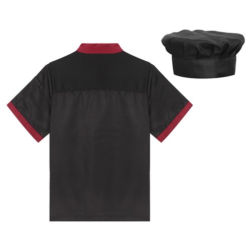 Women Men Chef Coat with Hat Set Restaurant Work Uniform Short Sleeve Jacket - Picture 8 of 41