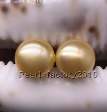 natural AAA 12-13 mm South Sea White Pearl Earrings 14K YELLOW GOLD