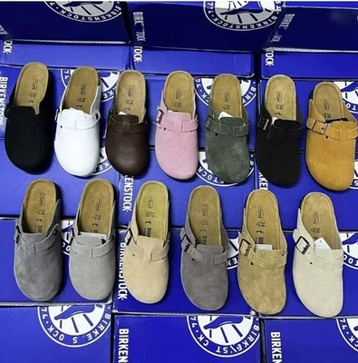 2025 Unisex Boston Suede Leather Clog Womens Mens Shoes Casual Shoes Girl NEW