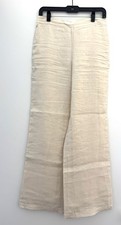Luxe Elie Tahari Women s 6 Pants 100 Linen Lined Ivory Wide Leg Pull On 6