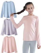 3 Pack: Youth Girls Long Sleeve Shirts Active Dry Fit Athletic Performance Cl...