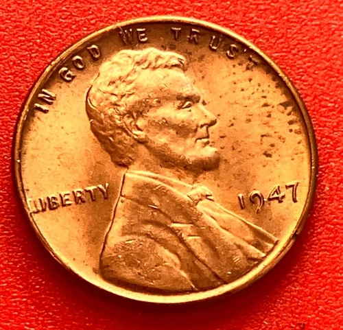 1947-P Lincoln Wheat Cent Penny GEM RED BU From an Original Bank Roll