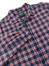 BIXBY Nomad Men's XL Red & Navy Blue Plaid 100% Cotton Button Down Shirt