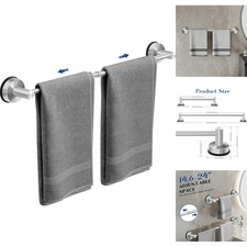 Adjustable Suction Cup Towel Bar 14.6-24in Brushed Nickel Stainless Steel Rack