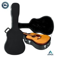 Hard Shell Acoustic Guitar Case Dreadnought 6 12 String Plywood Black Latch