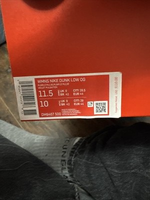 Size 11.5 - Nike Dunk OG Low Purple Pulse W