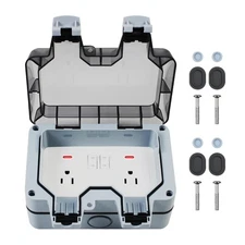 Outdoor Power Outlet, Waterproof Weatherproof IP66 Electrical Outlet Box, 15A...