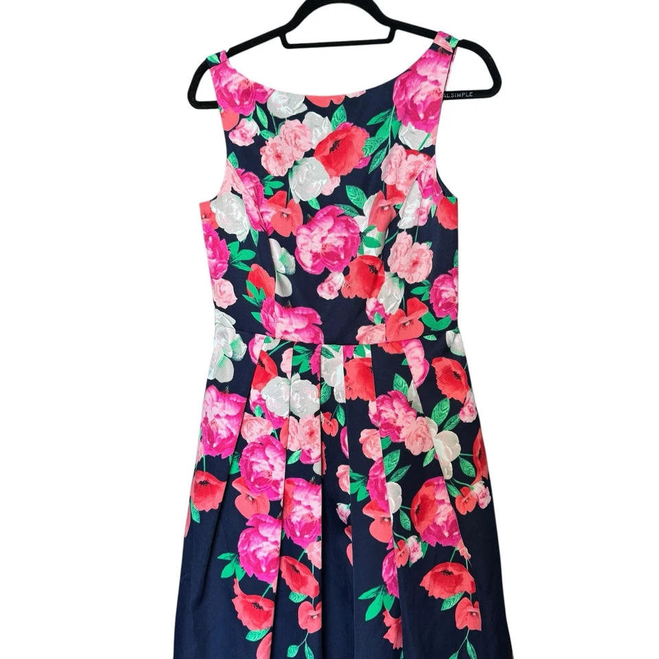 Maxi Vestido Eliza J Azul Marino Floral Sin Mangas Formal Talla 8 | Boda Crucero Baile de graduación Foto 4 de 4