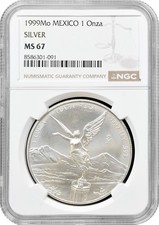 Mexico 1 onza 1999 Mo, NGC MS67, "Silver Bullion Coinage "Libertad"