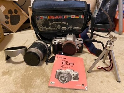 Canon New EOS Kiss Film Camera with Tamron 28-200mm Lens and Case