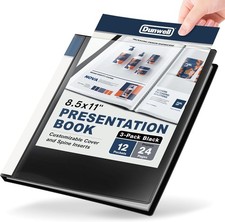 12-Pocket Presentation Binder with Plastic Sleeves 24 Viewable Pages , 8.5x11