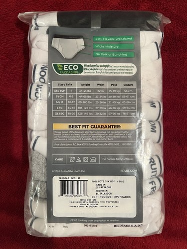 Fruit of the Loom Boys Medium 10-12 100% Cotton Tag Free Briefs - 7 Pack NWT - Picture 5 of 6