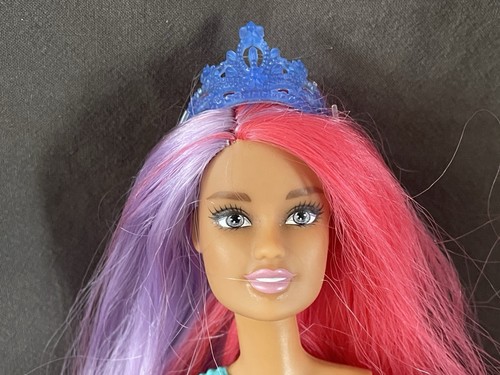Barbie Mermaid Doll, Pink & Purple Hair, Blue Crown Mattel 2019 - Picture 2 of 13