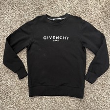 Givenchy Logo Crew Neck Pullover Sweatshirt Black Knit Cotton Size Small