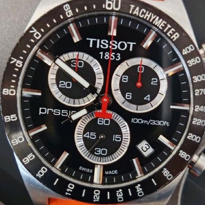 Rare Tissot PRS516 Chronograph Quartz T044417 Black Dial Vintage