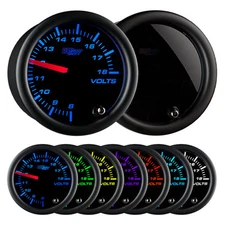 2 1/16 GlowShift Tinted Volt Voltage Gauge w. 7 Color LED Display