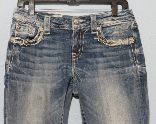 Miss Me Women's 27 Mid-Rise Easy Cropped Distressed Jeans JE8094EC - Picture 3 of 14