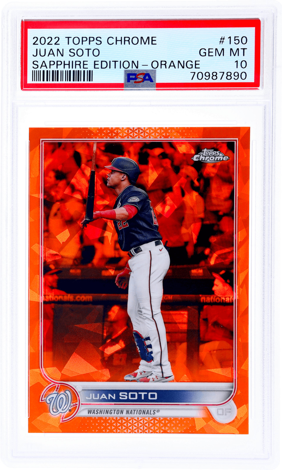 2022 Topps Chrome Sapphire Juan Soto Orange Refractor #150 /25 PSA 10