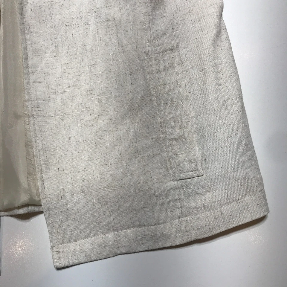 Dana Buchman Womens Blazer Jacket Beige Linen Blend 3/4 Sleeves Cuffed Career 8 - Image 4 of 4