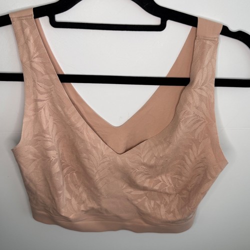 Soma Enbliss Lace Bralette Pinkish Tan Wireless Seamless V-Neck Bra XL Fast Ship