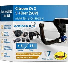 ANHÄNGERKUPPLUNG vert. abnehmbar für Citroen C4 X ab 22 +13pol E-Satz Erich J