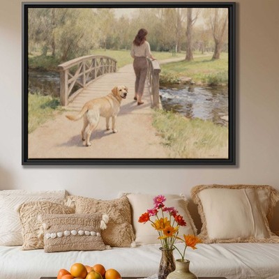 Watercolor Labrador Framed Canvas Print Dog Artwork for Living Room Decor