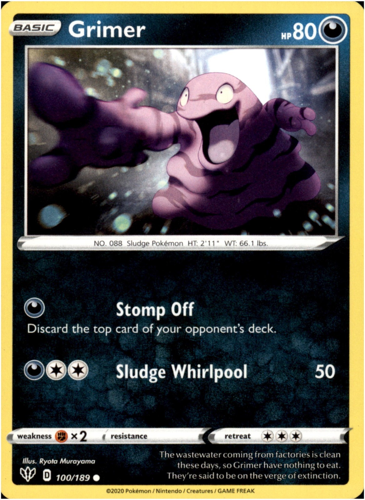 Grimer #100/189 - Common - Pokemon Darkness Ablaze 2020 - Near Mint