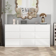 White 9-Drawer Wood Chest Of Drawers 31.5 In. H X 63 In. W X 15.7 In. D Dresser