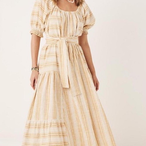 Spell & The Gypsy Lady Palm Gown Midi Dress BNWT AU 12 US 8 White Toffee Boho - Picture 2 of 16