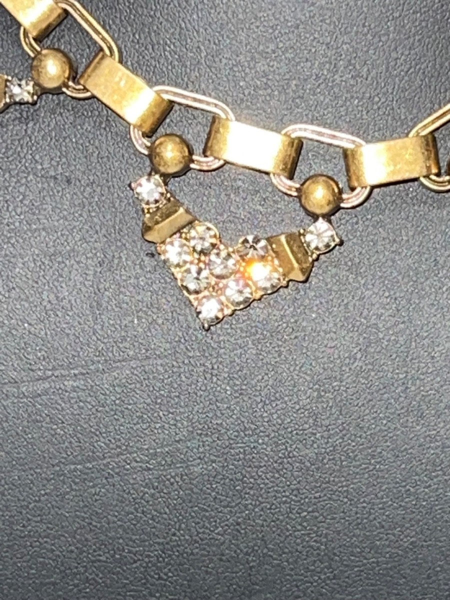 Gold-tone Stella & Dot Sutton Link Chain w/ Pave Grey Crystal Triangular Drops View 2