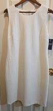 NEW Chaps Off White/Ivory Textured Sheath Dress Women’s 14 Sleeveless Stretch