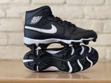 Nike Air Jordan 1 Mid Youth Cleat Size 4.5Y Black Football Baseball HF6883-100