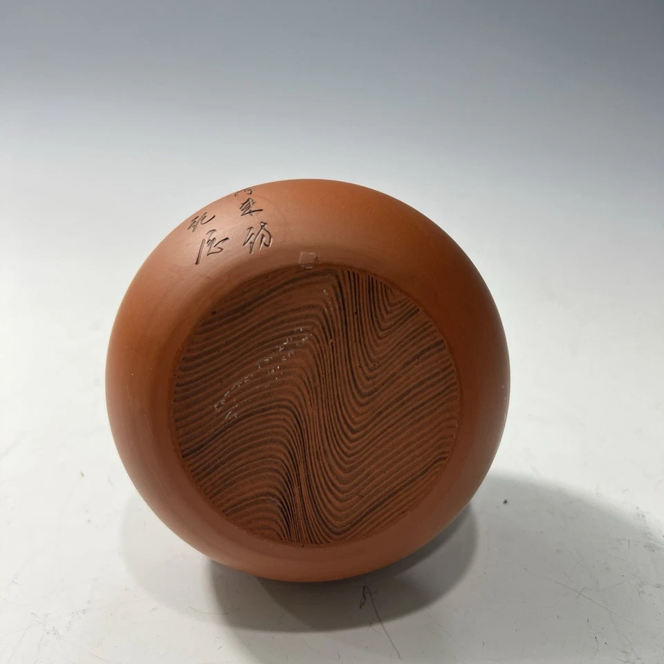 Antique Chinese Zisha Yixing Double Gourd Vase Purple Clay Inscribed 1920s - Image 3 of 4