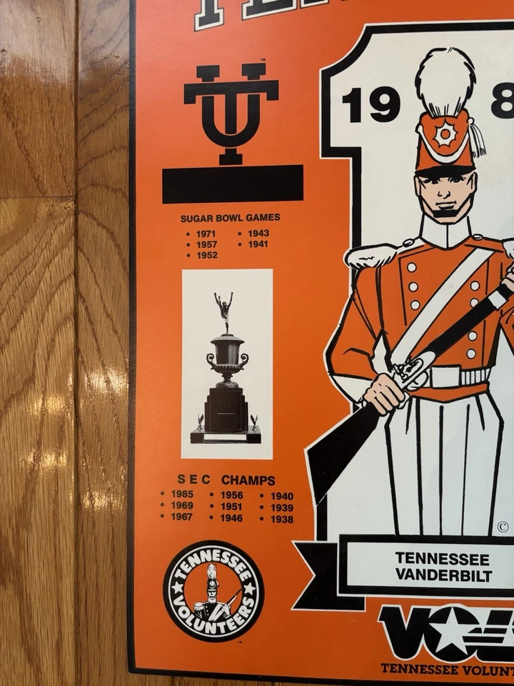 Vintage 1985 Tennessee Volunteers Football SEC Champions Poster 🍊💥 Awesome! - Image 3 of 4