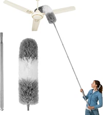 Extra Long 100in Extendable Duster with Bendable Head for Ceiling Fans & Dusting