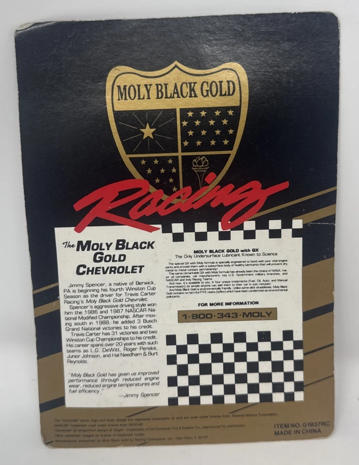 1992 Molly Black Gold Chevrolet #98 Jimmy Spencer Race Team 1 de 30.000 - Imagem 2 de 2