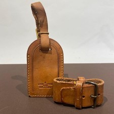 Louis Vuitton Luggage Name Tag  Poign e Set Vachetta Leather Vintage Japan