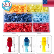 240PCS T-Taps Quick Splice Wire Connectors Insulated Spade Terminal Kit 22-10AWG