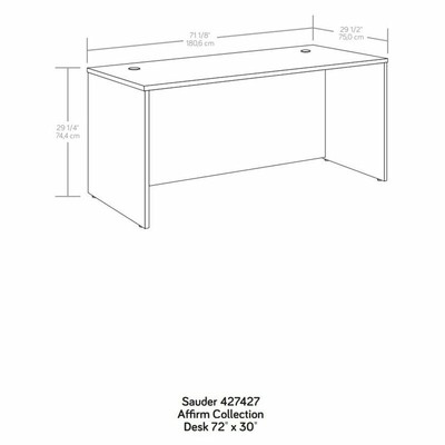 Sauder Affirm Engineered Wood 72'' x 30'' Computer Desk Shell in Hudson Elm/Brown