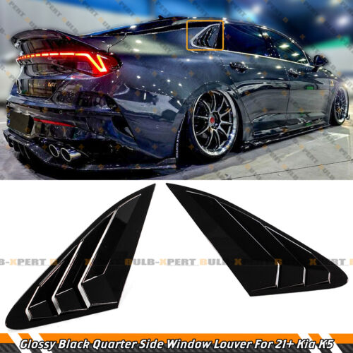 Gloss Black 1/4 Quarter Panel Rear Side Window Louver For 21-24 Kia K5 LX LXS GT - Picture 1 of 4