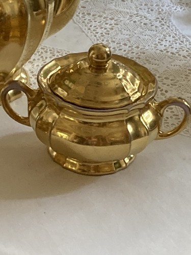 Teekanne Zuckerdose & Milchkanne Fürstenberg Gold sehr seltenes Set über 1 Liter - Bild 5 von 22