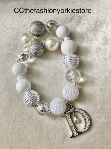 Pet Dog Puppy Designer Winter White Beaded Necklace - Picture 3 of 3