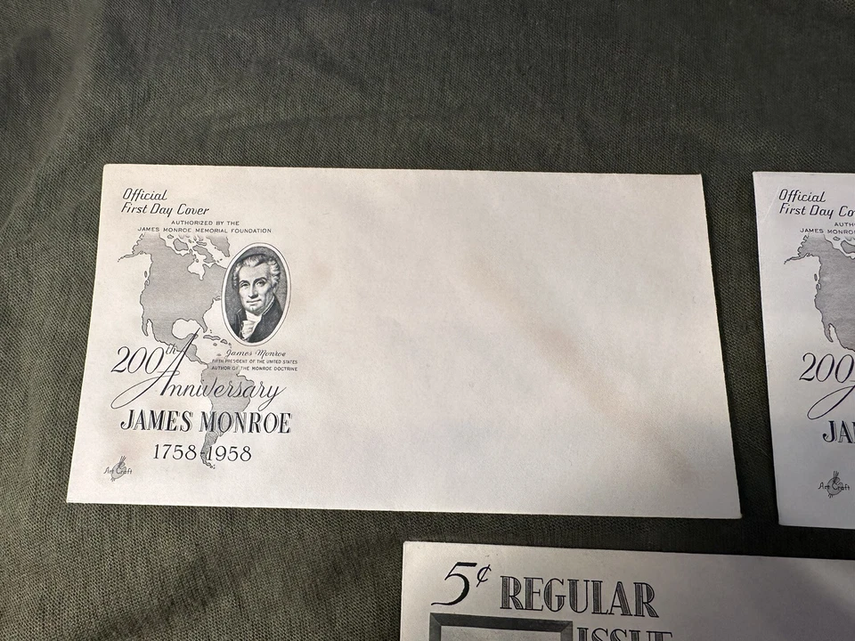 USPS Stamps First Day of Issue - James Monroe.  Set of 3 postcards - Image 3 of 4
