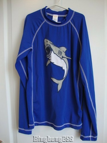 Gymboree Blue SHARK Swim Tops Shirts Rash Guards Boy Size 12 x 2 - EUC - Picture 3 of 12