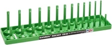 Hansen 3/8" Socket Organizer Tray Holder SAE Inch Standard Deep USA Green