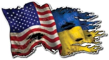 Ukraine American USA Flag Sticker Ukrainian Vinyl Car Window Decal Truck