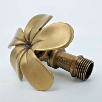 Tap Water Plumeria Garden Home Decor Outdoor Spigot Flower Head Faucet Brass 