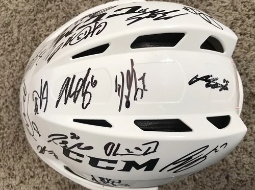 Columbus Blue Jackets Signed Team Hockey Helmet 2018 Cam Atkinson Nick Foligno - Picture 3 of 12