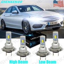 For Mercedes-Benz C250 C300 C350 - 4pc Combo Headlight High  Low Beam LED Bulbs